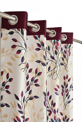 Lucacci 153 cm (5 ft) Polyester Semi Transparent Window Curtain (Pack Of 2)(Printed, Wine)