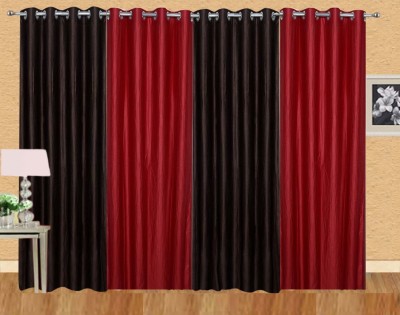 Stella Creations 214 cm (7 ft) Polyester Room Darkening Door Curtain (Pack Of 4)(Solid, Brown, Maroon)