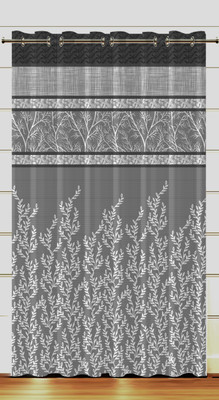 Fashion Point 214 cm (7 ft) Door Polyester Room Darkening Curtain (Pack Of 2)(Grey, Printed)