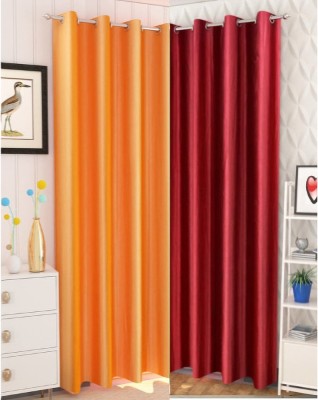 parde waale 212 cm (7 ft) Polyester Room Darkening Door Curtain (Pack Of 2)(Plain, Mehroon1)