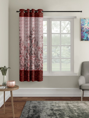 Cortina 150 cm (5 ft) Window Polyester Semi Transparent Curtain Single Curtain(Maroon, Printed)
