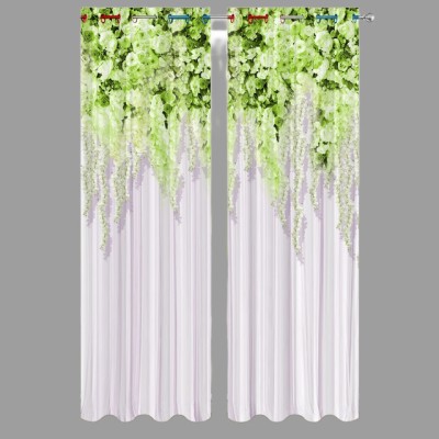V21 274 cm (9 ft) Polyester Room Darkening Long Door Curtain (Pack Of 2)(Floral, Green)