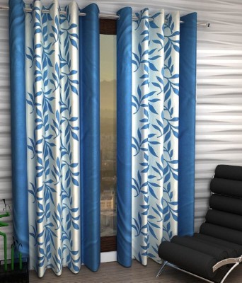Styletex 152 cm (5 ft) Polyester Semi Transparent Window Curtain (Pack Of 2)(Printed, Aqua)