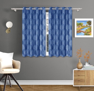 Ville Style 153 cm (5 ft) Polyester Room Darkening Window Curtain (Pack Of 2)(Floral, Blue)