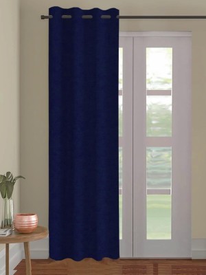 Trance Home Linen 274.32 cm (9 ft) Cotton Semi Transparent Long Door Curtain Single Curtain(Plain, Navy Blue)