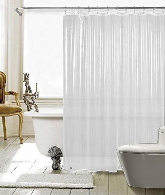 Fabfurn 213 cm (7 ft) PVC Semi Transparent Shower Curtain Single Curtain(Printed, Pink, Orange, Blue, Grey)