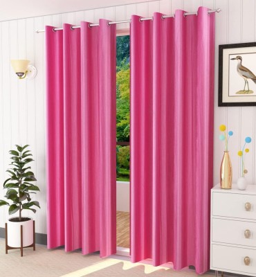 kanhomz 274.32 cm (9 ft) Polyester Blackout Long Door Curtain (Pack Of 2)(Solid, Pink)