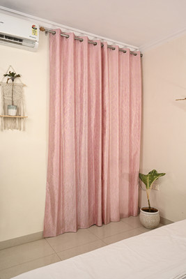 Saukinss 213.36 cm (7 ft) Polyester Semi Transparent Window Curtain Single Curtain(Abstract, Pink 7 Ft)