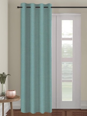 Trance Home Linen 274.32 cm (9 ft) Cotton Semi Transparent Long Door Curtain Single Curtain(Plain, Slate Blue)