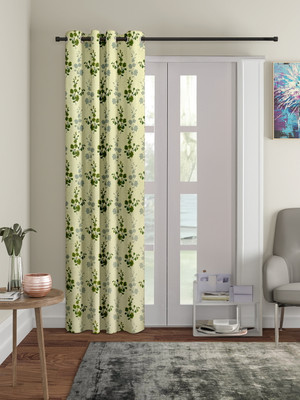 Cortina 270 cm (9 ft) Long Door Polyester Semi Transparent Curtain Single Curtain(Green, Beige, Printed)