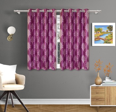 Ville Style 153 cm (5 ft) Polyester Room Darkening Window Curtain (Pack Of 2)(Floral, Wine)