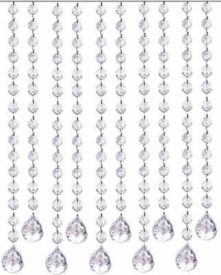 Crysta World Octagonal Strings 100 cm (3 ft) PVC (Polyvinyl Chloride) Transparent Window Curtain (Pack Of 10)(Plain, TRANSPARENT)