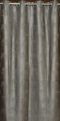 ALBANIA DRAPS 213 cm (7 ft) Door Polyester Room Darkening Curtain Single Curtain(Grey, Self Design)