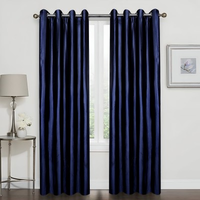 Kanodia Poly Fab 213 cm (7 ft) Polyester Room Darkening Door Curtain (Pack Of 2)(Solid, Navy Blue)