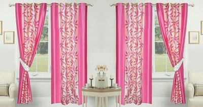 Flipkart SmartBuy 275 cm (9 ft) Polyester Semi Transparent Long Door Curtain (Pack Of 4)(Printed, Pink-102)