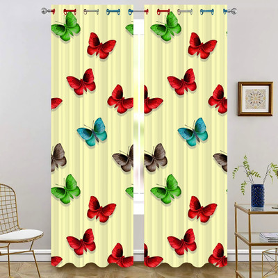 sai fashion 274 cm (9 ft) Long Door Polyester Room Darkening Curtain Single Curtain(Red, Floral)