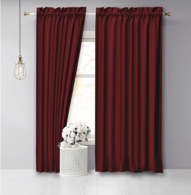 Vargottam 243.84 cm (8 ft) Cotton Room Darkening Long Door Curtain (Pack Of 2)(Solid, Maroon)