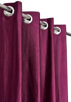 tiyos 215 cm (7 ft) Polyester Semi Transparent Door Curtain (Pack Of 2)(Solid, Wine)