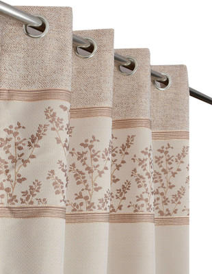 Kraftiq Homes 214 cm (7 ft) Door Jacquard Room Darkening Curtain Single Curtain(Rose Gold, Embroidered)