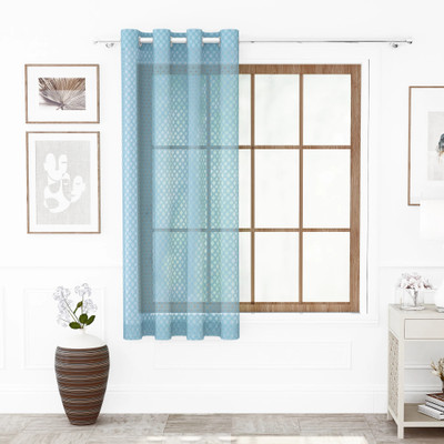 Story@home 152 cm (5 ft) Window Polyester Semi Transparent Curtain Single Curtain(Bluish Grey, Printed)