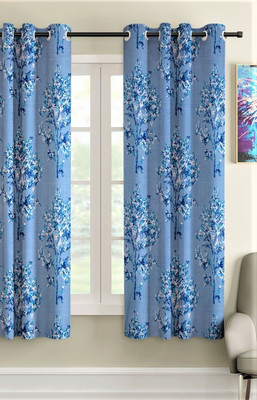 Fashion String 153 cm (5 ft) Polyester Semi Transparent Window Curtain Single Curtain(Floral, Blue)