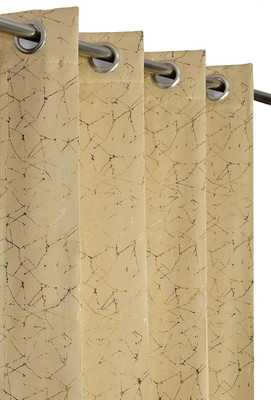 Benchmark 213 cm (7 ft) Door Polyester Blackout Curtain (Pack Of 2)(Beige, Printed)
