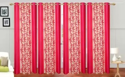 iLiv 213 cm (7 ft) Polyester Semi Transparent Door Curtain (Pack Of 4)(Printed, Pink)