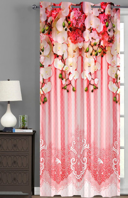 Vmd 154 cm (5 ft) Window Polyester Room Darkening Curtain Single Curtain(Red, Floral)