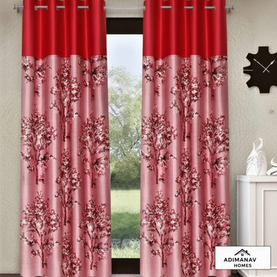 Adimanav 152.4 cm (5 ft) Window Polyester Semi Transparent Curtain Single Curtain(Maroon, Floral)