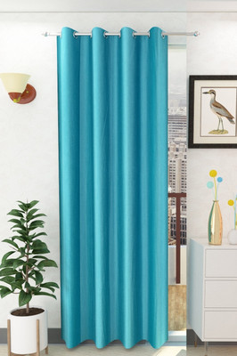 Panipat Textile Hub 213 cm (7 ft) Polyester Semi Transparent Door Curtain Single Curtain(Solid, Aqua)