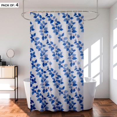 KUBER INDUSTRIES 214 cm (7 ft) PVC Blackout Shower Curtain (Pack Of 4)(Floral, Blue)