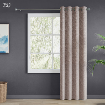 haus & kinder 213 cm (7 ft) Door Jacquard Room Darkening Curtain Single Curtain(Brown, Floral)