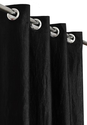tiyos 275 cm (9 ft) Polyester Semi Transparent Long Door Curtain (Pack Of 2)(Solid, Black)