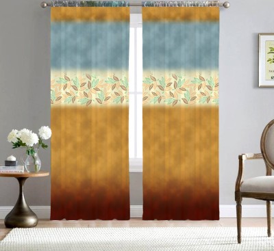 BEST FAB 154 cm (5 ft) Polyester Room Darkening Window Curtain (Pack Of 2)(Floral, Brown)