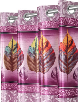 PRINCE HANDLOOM 272 cm (9 ft) Long Door Polyester Room Darkening Curtain (Pack Of 2)(Wine, Floral)