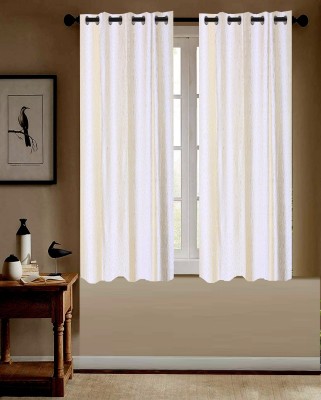 Shappy Attires 150 cm (5 ft) Polyester Blackout Window Curtain (Pack Of 2)(Solid, White)
