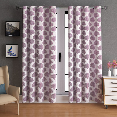 Freshfromloom 213 cm (7 ft) Door Polyester Room Darkening Curtain (Pack Of 2)(Orange, Abstract)