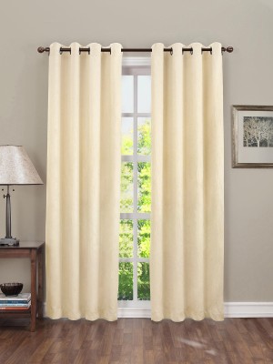 Easyhome 213 cm (7 ft) Polyester Blackout Door Curtain Single Curtain(Solid, Cream)