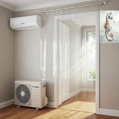 SHAVIN 272 cm (9 ft) Long Door PVC Transparent Curtain Single Curtain(TRANSPARENT, White, Plain, Solid)