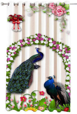 Dayal Creations 213 cm (7 ft) Door Polyester Semi Transparent Curtain Single Curtain(White, Printed)