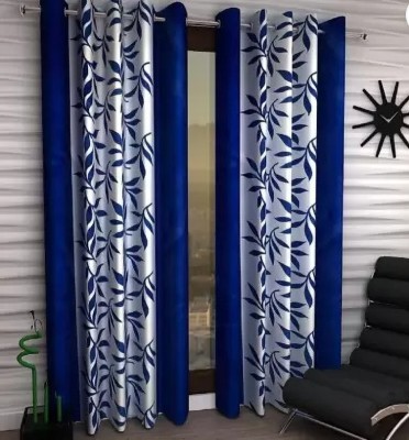 Assuja 152 cm (5 ft) Polyester Semi Transparent Window Curtain (Pack Of 2)(3D Printed, Blue)