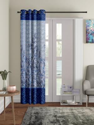 Cortina 270 cm (9 ft) Long Door Polyester Semi Transparent Curtain Single Curtain(Blue, Printed)