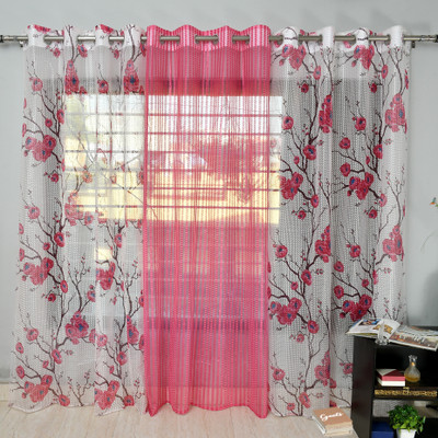 Galaxy Home Decor 213 cm (7 ft) Door Net Transparent Curtain (Pack Of 3)(Pink, Floral)