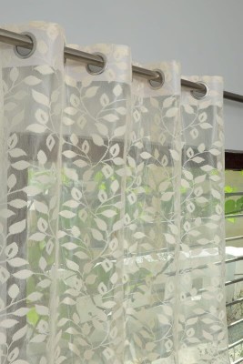 PICTAS 215 cm (7 ft) Net Semi Transparent Door Curtain (Pack Of 2)(Floral, Cream)