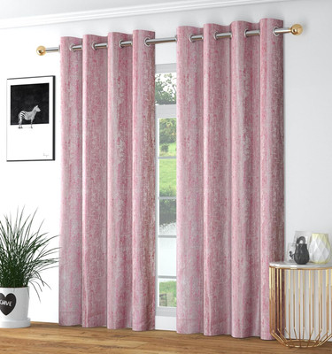 Fresh from Loom 274 cm (9 ft) Long Door Polyester Room Darkening Curtain (Pack Of 2)(Texture Pink, Floral)