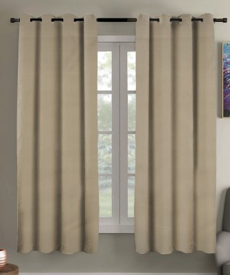 Flipkart SmartBuy 152 cm (5 ft) Polyester Room Darkening Window Curtain (Pack Of 2)(Solid, Beige)