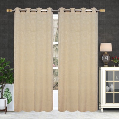 Impression Hut 152 cm (5 ft) Velvet Room Darkening Window Curtain (Pack Of 2)(Self Design, Cream)