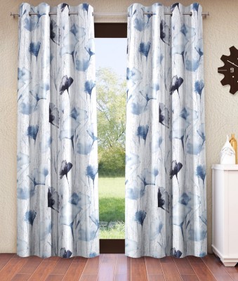 Home Sizzler 274 cm (9 ft) Polyester Semi Transparent Long Door Curtain (Pack Of 2)(Abstract, Grey)