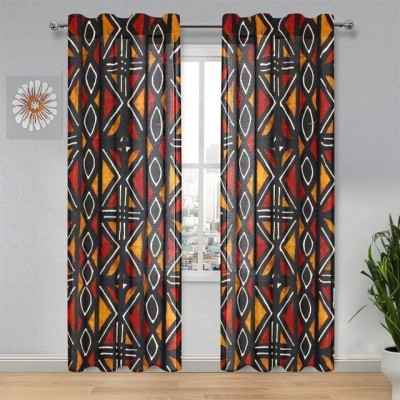 DD8 274 cm (9 ft) Polyester Room Darkening Long Door Curtain (Pack Of 2)(Geometric, Black)