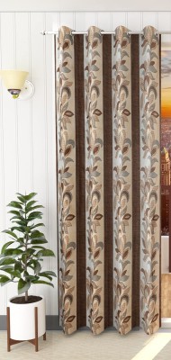 Kraftiq Homes 152 cm (5 ft) Polyester Semi Transparent Window Curtain Single Curtain(Floral, Brown)